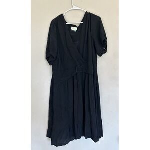 Anthropologie Maeve Martina Belted Dress Black 22W Goth Ruffle Plus